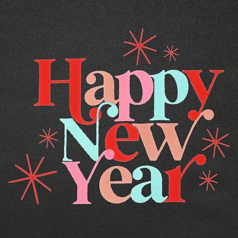 BOUTIKOME Happy New Year Sweatshirts for Women Merry Christmas Shirt Long Sleeve Crewneck Pollover Tops Oversized Clothes in Kuwait