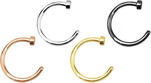 Forbidden Body Jewelry Super Value 4-Pack: 18-20g Surgical Steel Comfort-Fit Perfect Every-Day Basics Nose Hoops in Saudi Arabia
