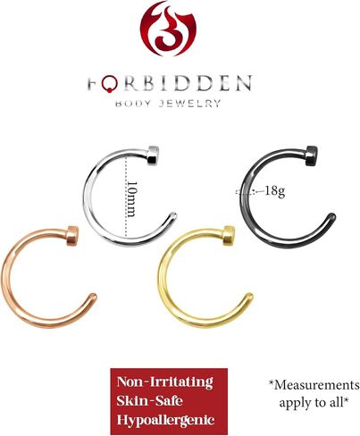 Forbidden Body Jewelry Super Value 4-Pack: 18-20g Surgical Steel Comfort-Fit Perfect Every-Day Basics Nose Hoops in Saudi Arabia