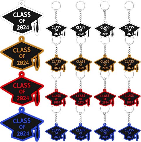 WILLBOND 20 Pieces Class of 2024 Graduation Keychains Rubber Key Chains Grad Cap in Saudi Arabia