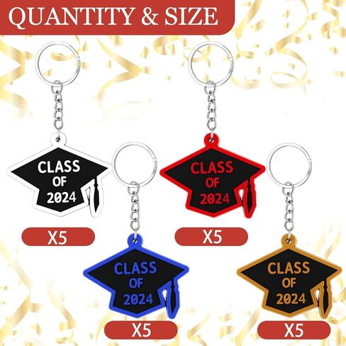 WILLBOND 20 Pieces Class of 2024 Graduation Keychains Rubber Key Chains Grad Cap in Saudi Arabia