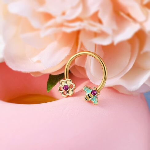 Melighting Septum Rings 16G Bee Septum Jewelry 316L Surgical Steel Clear Rose CZ Daith Piercing Jewelry Helix Earrings Tragus Jewelry for Women in Saudi Arabia