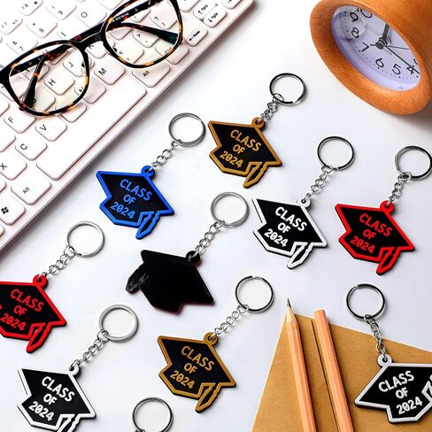 WILLBOND 20 Pieces Class of 2024 Graduation Keychains Rubber Key Chains Grad Cap in Saudi Arabia