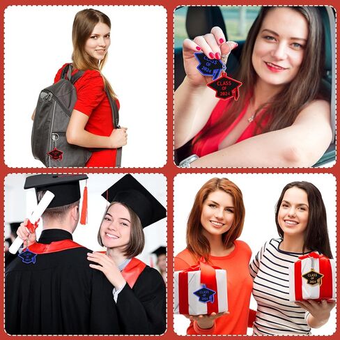 WILLBOND 20 Pieces Class of 2024 Graduation Keychains Rubber Key Chains Grad Cap in Saudi Arabia