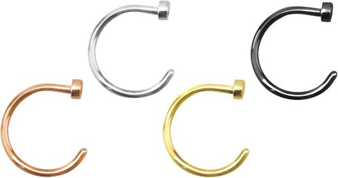 Forbidden Body Jewelry Super Value 4-Pack: 18-20g Surgical Steel Comfort-Fit Perfect Every-Day Basics Nose Hoops in Saudi Arabia