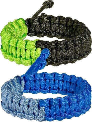 Wizock 2 قطعة أساور Paracord اليدوية مضفر بقاء سوار للرجال والنساء قابل للتعديل التخييم حزب الصداقات أساور in Saudi Arabia