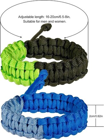Wizock 2 قطعة أساور Paracord اليدوية مضفر بقاء سوار للرجال والنساء قابل للتعديل التخييم حزب الصداقات أساور in Saudi Arabia