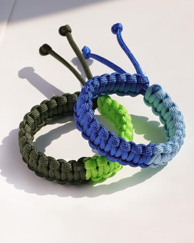 Wizock 2 قطعة أساور Paracord اليدوية مضفر بقاء سوار للرجال والنساء قابل للتعديل التخييم حزب الصداقات أساور in Saudi Arabia