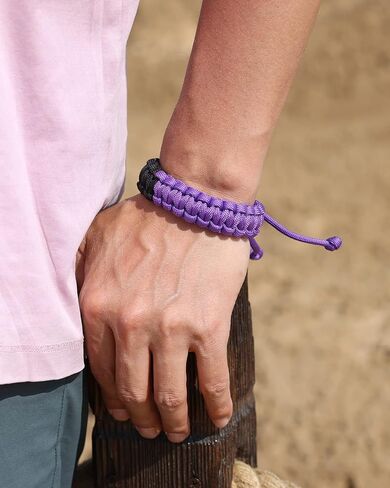 Wizock 2 قطعة أساور Paracord اليدوية مضفر بقاء سوار للرجال والنساء قابل للتعديل التخييم حزب الصداقات أساور in Saudi Arabia