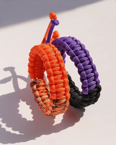 Wizock 2 قطعة أساور Paracord اليدوية مضفر بقاء سوار للرجال والنساء قابل للتعديل التخييم حزب الصداقات أساور in Saudi Arabia