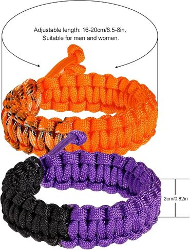 Wizock 2 قطعة أساور Paracord اليدوية مضفر بقاء سوار للرجال والنساء قابل للتعديل التخييم حزب الصداقات أساور in Saudi Arabia