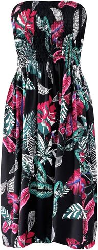 Zyyfly Tube Top Dress Women Summer Beach Coverup Stretch Smocked Strapless Dress in Kuwait