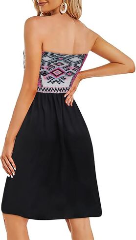 فستان Zyyfly Tube Top للنساء للصيف والشاطئ، فستان بدون حمالات قابل للتمدد in Kuwait
