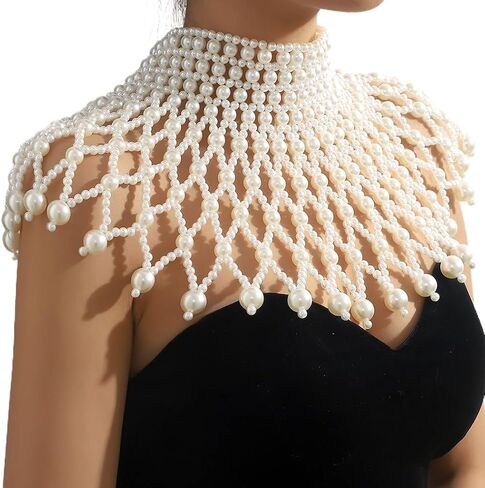 Bmirth لؤلؤة شال الجسم سلسلة اللؤلؤ الكتف القلائد مجوهرات الجسم الصيف شاطئ الجسم اكسسوارات صحن سلاسل الجسم الطرف in Kuwait