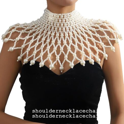 Bmirth لؤلؤة شال الجسم سلسلة اللؤلؤ الكتف القلائد مجوهرات الجسم الصيف شاطئ الجسم اكسسوارات صحن سلاسل الجسم الطرف in Kuwait