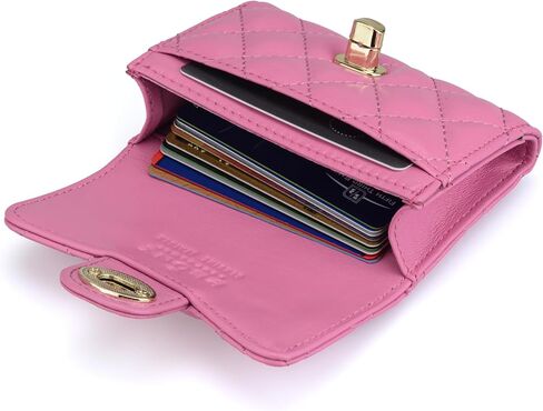 Luxury Black Quilted Leather Wallet Credit Card Holder Wallet Small Wallet Compact Wallet Coin Purse Business Card Holder Gift for Women Gift for Girl in Saudi Arabia