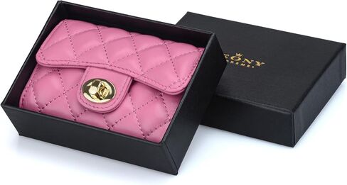 Luxury Black Quilted Leather Wallet Credit Card Holder Wallet Small Wallet Compact Wallet Coin Purse Business Card Holder Gift for Women Gift for Girl in Saudi Arabia