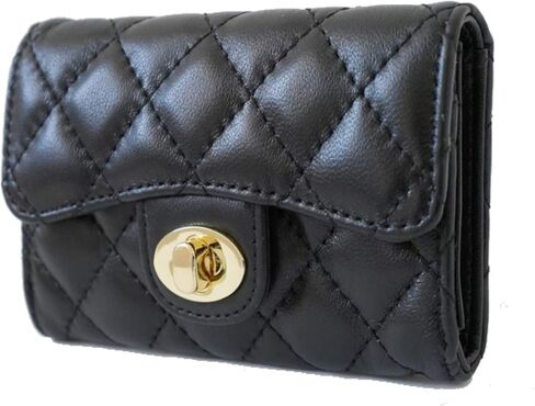 Luxury Black Quilted Leather Wallet Credit Card Holder Wallet Small Wallet Compact Wallet Coin Purse Business Card Holder Gift for Women Gift for Girl in Saudi Arabia
