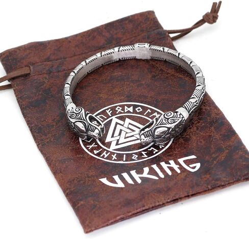 سوار اسكندنافي نورد فايكنغ الاسكندنافي للرجال من غوشوانغ، سوار معصم مع حقيبة هدايا فالكنوت، ستانلس ستيل, ستانلس ستيل, ان ايه in Kuwait