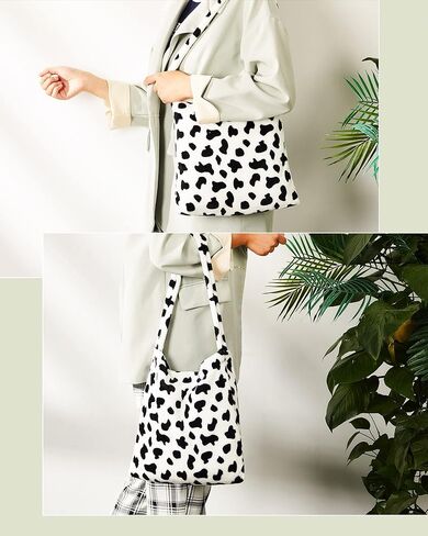 Fluffy Shoulder Bag Flower Cow Plush Underarm Handbag Bag Fluffy Purse Small Clutch Bag for Women Autumn Winter in Kuwait