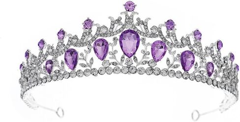 Gorgeous Silver Color Purple Rhinestone Tiaras Crowns Headbands Bride Party Crystal Diadem Bridal Wedding Crown Hair Ornaments in Kuwait