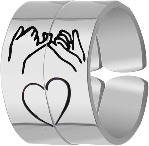 Eilygen Couple Gifts Pinky Promise Ring Set Adjustable Matching 2 Rings Anniversary Jewelry for Couple Best Friend Birthday Gifts in Saudi Arabia