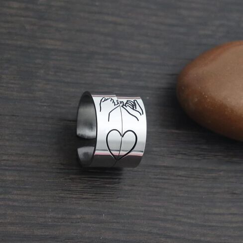 Eilygen Couple Gifts Pinky Promise Ring Set Adjustable Matching 2 Rings Anniversary Jewelry for Couple Best Friend Birthday Gifts in Saudi Arabia