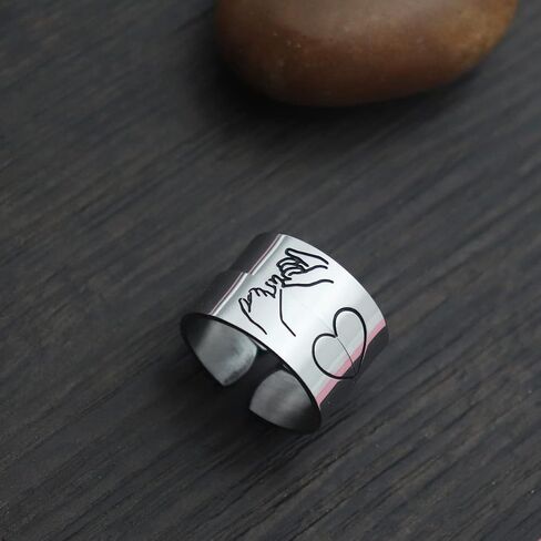 Eilygen Couple Gifts Pinky Promise Ring Set Adjustable Matching 2 Rings Anniversary Jewelry for Couple Best Friend Birthday Gifts in Saudi Arabia