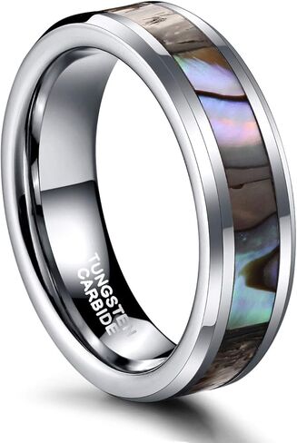 TRUMIUM 6 مللي متر 8 مللي متر خاتم التنغستن أذن البحر البطانة الفضة الطبيعية الزفاف الفرقة للرجال النساء الراحة تناسب حجم 4-15 in Kuwait