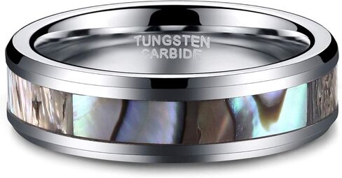 TRUMIUM 6 مللي متر 8 مللي متر خاتم التنغستن أذن البحر البطانة الفضة الطبيعية الزفاف الفرقة للرجال النساء الراحة تناسب حجم 4-15 in Kuwait