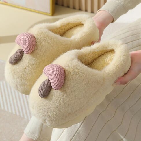 Women's slippers Cute mushroom slippers Lightweight plush slippers Warm winter home slippers Cotton indoor and outdoor shoes in Saudi Arabia