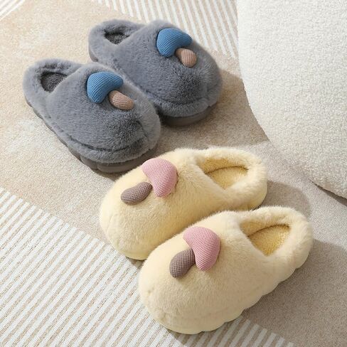Women's slippers Cute mushroom slippers Lightweight plush slippers Warm winter home slippers Cotton indoor and outdoor shoes in Saudi Arabia