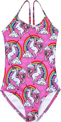Girls Unicorn Swimsuits One Piece Swimwear Bathing Suits Rash Guard UPF 50+ in Saudi Arabia