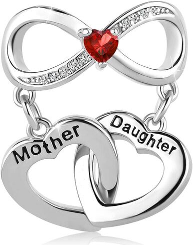 LSxAB Mother Daughter Charm Competible with Pandora Charm Bracelets Women Girls Infinity Love Silver Dangle Red CZ in Saudi Arabia