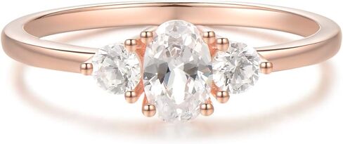 زهر وهوى فضة 925 6x4 مللي متر 0.5 قيراط البيضاوي قص 3-ستون خاتم الخطوبة تشيكوسلوفاكيا وعد المرأة خاتم الزواج الزفاف in Kuwait