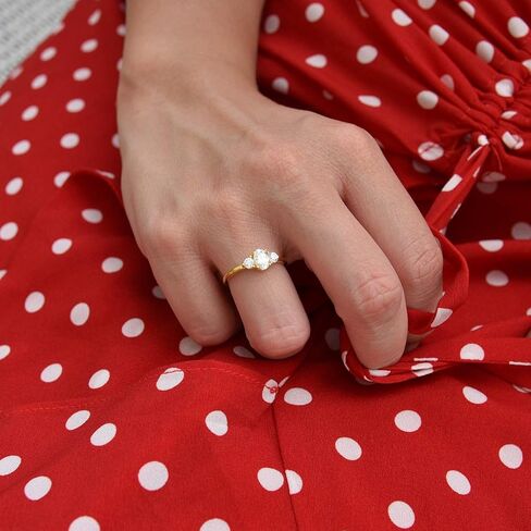 زهر وهوى فضة 925 6x4 مللي متر 0.5 قيراط البيضاوي قص 3-ستون خاتم الخطوبة تشيكوسلوفاكيا وعد المرأة خاتم الزواج الزفاف in Kuwait