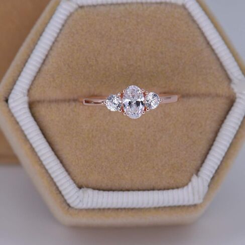 زهر وهوى فضة 925 6x4 مللي متر 0.5 قيراط البيضاوي قص 3-ستون خاتم الخطوبة تشيكوسلوفاكيا وعد المرأة خاتم الزواج الزفاف in Kuwait