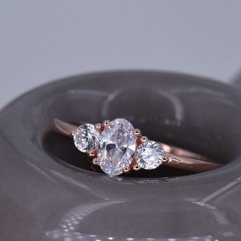 زهر وهوى فضة 925 6x4 مللي متر 0.5 قيراط البيضاوي قص 3-ستون خاتم الخطوبة تشيكوسلوفاكيا وعد المرأة خاتم الزواج الزفاف in Kuwait