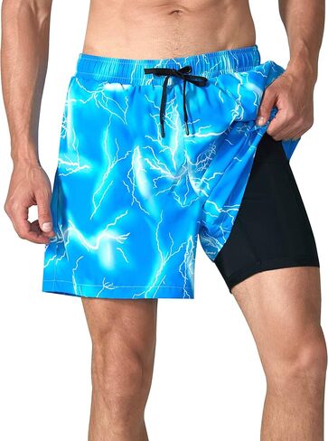 EZRUN رجل السباحة جذوع سريعة الجافة 5 بوصة مجلس السراويل ملابس السباحة مع بطانة ضغط مضحك عادية شاطئ سراويل للسباحة in Kuwait