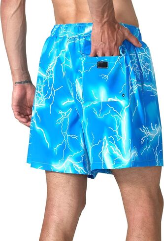 EZRUN رجل السباحة جذوع سريعة الجافة 5 بوصة مجلس السراويل ملابس السباحة مع بطانة ضغط مضحك عادية شاطئ سراويل للسباحة in Kuwait