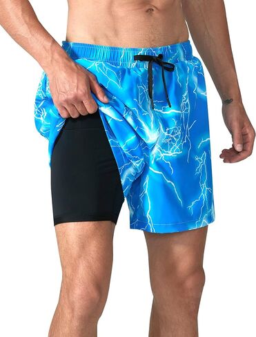 EZRUN رجل السباحة جذوع سريعة الجافة 5 بوصة مجلس السراويل ملابس السباحة مع بطانة ضغط مضحك عادية شاطئ سراويل للسباحة in Kuwait