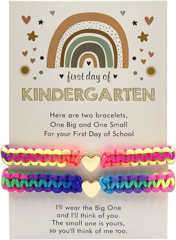 INENIMARTJ First Day of School Bracelets for Mom and Daughter,Back to School Bracelets for 2,First Day of Kindergarten Bracelets Pre-K Matching Heart Wish Adjustable Bracelets. in Saudi Arabia