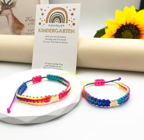 INENIMARTJ First Day of School Bracelets for Mom and Daughter,Back to School Bracelets for 2,First Day of Kindergarten Bracelets Pre-K Matching Heart Wish Adjustable Bracelets. in Saudi Arabia
