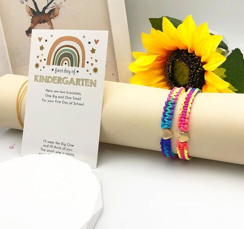 INENIMARTJ First Day of School Bracelets for Mom and Daughter,Back to School Bracelets for 2,First Day of Kindergarten Bracelets Pre-K Matching Heart Wish Adjustable Bracelets. in Saudi Arabia
