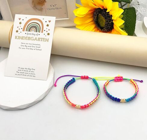 INENIMARTJ First Day of School Bracelets for Mom and Daughter,Back to School Bracelets for 2,First Day of Kindergarten Bracelets Pre-K Matching Heart Wish Adjustable Bracelets. in Saudi Arabia