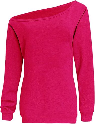 سويت شيرت نسائي كاجوال بدون أكتاف من RJXDLT بلوفر بأكمام طويلة وقميص فضفاض in Kuwait