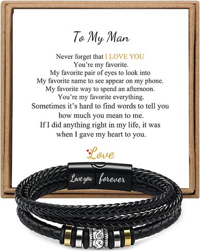 JoycuFF Leather Bracelets for Men to Boyfriend Gifts from Girlfriend Mens to My Man Jewelry Unique Gifts for Men Anniversary Birthday Personalized Bracelets Hippy Jewelry for Him in Saudi Arabia