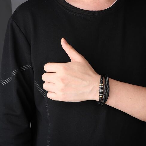 JoycuFF Leather Bracelets for Men to Boyfriend Gifts from Girlfriend Mens to My Man Jewelry Unique Gifts for Men Anniversary Birthday Personalized Bracelets Hippy Jewelry for Him in Saudi Arabia