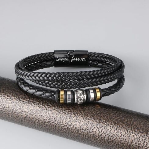 JoycuFF Leather Bracelets for Men to Boyfriend Gifts from Girlfriend Mens to My Man Jewelry Unique Gifts for Men Anniversary Birthday Personalized Bracelets Hippy Jewelry for Him in Saudi Arabia