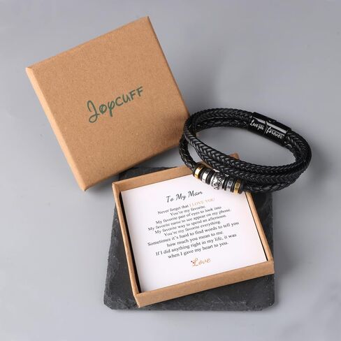 JoycuFF Leather Bracelets for Men to Boyfriend Gifts from Girlfriend Mens to My Man Jewelry Unique Gifts for Men Anniversary Birthday Personalized Bracelets Hippy Jewelry for Him in Saudi Arabia